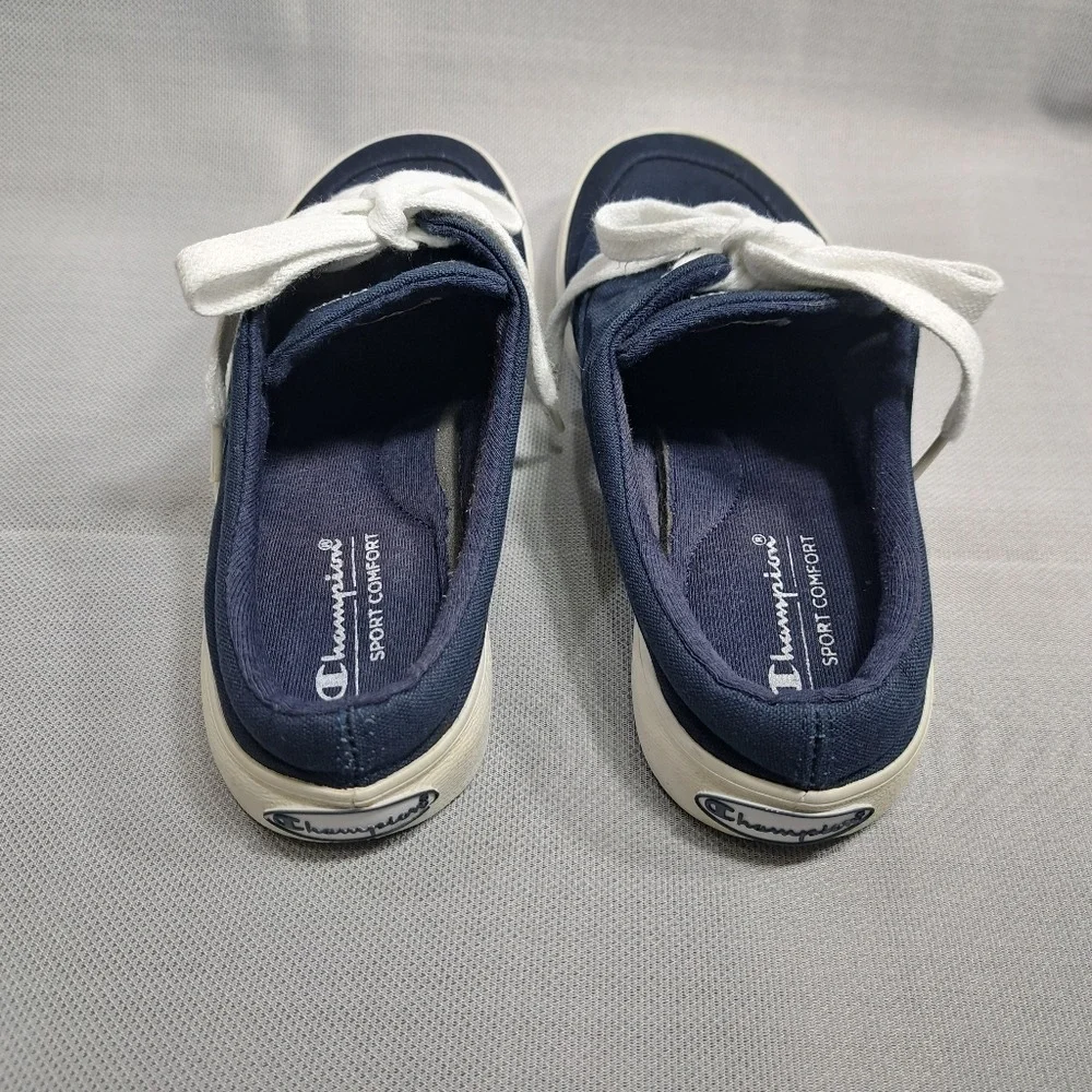Champion Women's Canvas Slip On Sneakers Navy Blue Size 8 Low Heel Sport Comfort